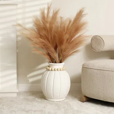 Luxenhome Modern White Tall Round Vase