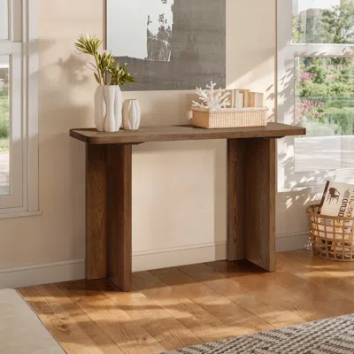 Luxenhome Modern Wood Console Table In Walnut Finish, 46" In Brown
