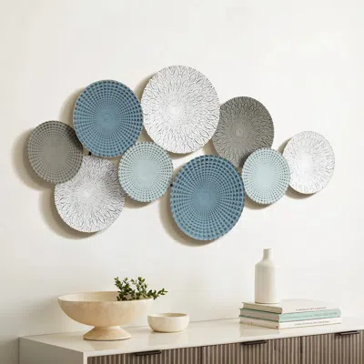 Luxenhome Multi-color Distressed Plates Metal Wall Decor