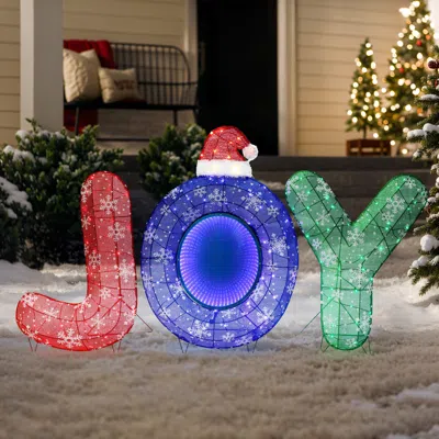 Luxenhome Multi-color Joy Holiday Decoration With Lights, Set Of 3