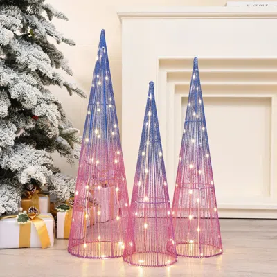 Luxenhome Multi-color Lighted Trees, Set Of 3