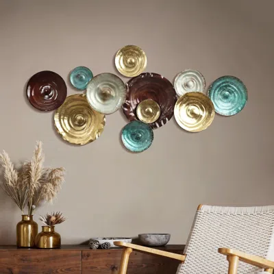 Luxenhome Multi-color Ripple Plates Metal Wall Decor