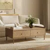 Luxenhome Nari Japandi Wood Coffee Table 2 Drawers And Open Storage, 47"w In Brown