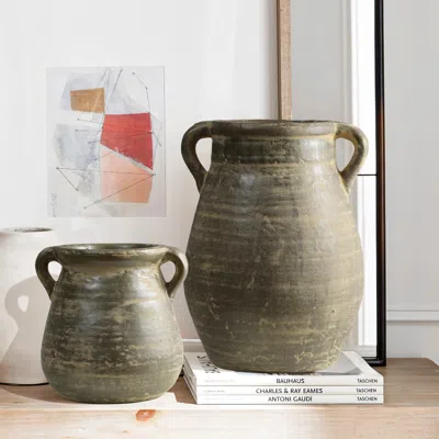 Luxenhome Natural Decorative Terracotta Vase In Brown