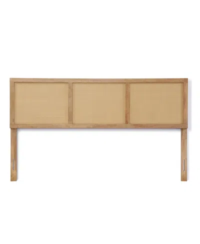 Luxenhome Natural Finish Rubberwood With Rattan Panels Headboard, King