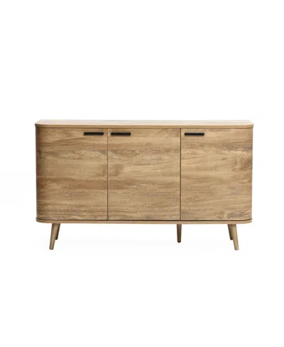 Luxenhome Natural Oak Manufactured Wood 3-door 53.3-inch Wide Buffet Cabinet In Brown