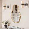Luxenhome Natural Pine Wood Frame Oblong Irregular Wall Mirror In Neutral