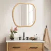 Luxenhome Natural Pine Wood Frame Square Irregular Wall Mirror In Neutral