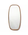 Luxenhome Natural Rubberwood Frame Rounded Rectangle Wall Mirror In Brown