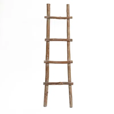 Luxenhome Natural Solid Wood 4-rung Rustic Blanket Ladder, 59" H In Brown
