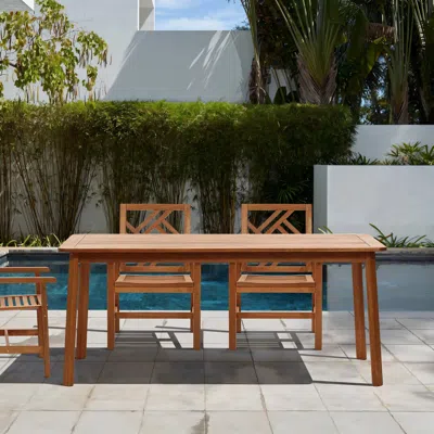 Luxenhome Newport Solid Wood 70" Outdoor Dining Table In Brown