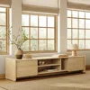 Luxenhome Noa Modern Tv Console Cabinet With 2 Doors And Rounded Corners, 71" In Neutral