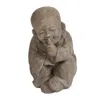 Luxenhome Novice Buddhism Monk Statue In Brown