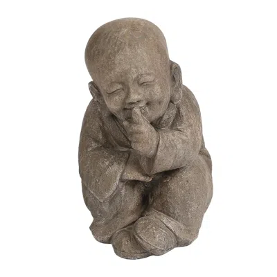 Luxenhome Novice Buddhism Monk Statue In Brown
