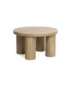 Luxenhome Oak Finish Manufactured Wood Round Coffee Table With 4 Pillar Legs In Oak Wood