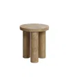 Luxenhome Oak Finish Manufactured Wood Round Side Table With 3 Pillar Legs In Oak Wood