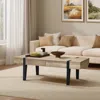 Luxenhome Oak Finish Mdf Wood Black Metal 2-drawer Coffee Table In Brown