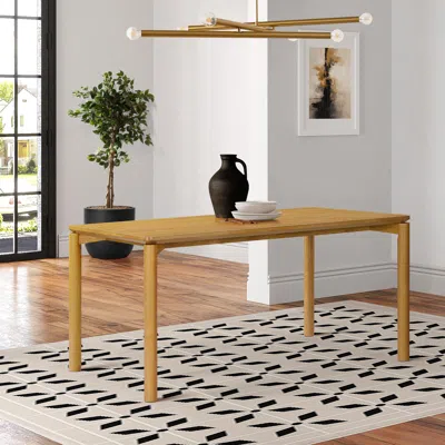 Luxenhome Oak Veneer Wood Rectangle Dining Table With Rubberwood Legs In Brown