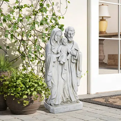 Luxenhome Off White Polyresin Holy Family Statue, 1.6-feet Tall In Gray
