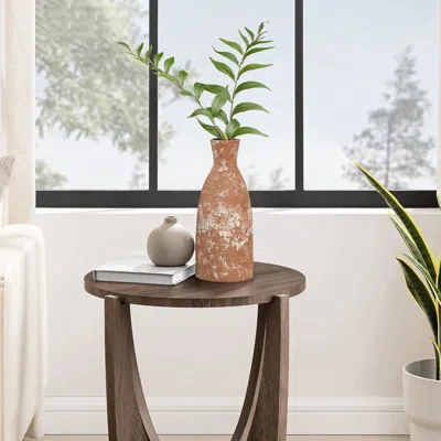 Luxenhome Olla Stoneware Vase, 12.2" H In Brown