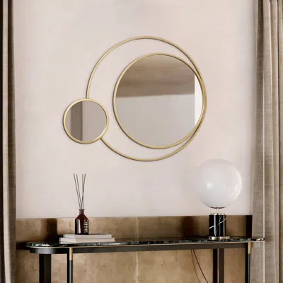 Luxenhome Orbit Metal Frame Wall Mirror In Gold