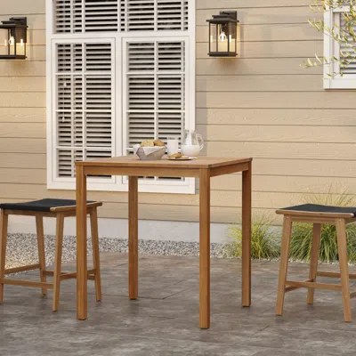 Luxenhome Outdoor Acacia Wood 37-inch Counter Height 4-person Dining Table In Brown