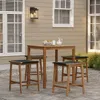 Luxenhome Outdoor Acacia Wood 4-person Counter Height Table With 4 Stools Set In Brown