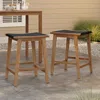 Luxenhome Outdoor Acacia Wood  Counter Height Stools, Set Of 2 In Brown