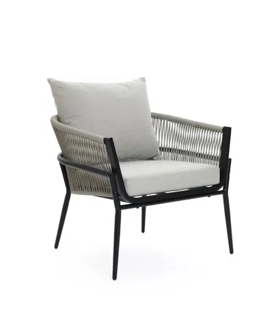 Luxenhome Outdoor Aluminum With Pe Rope Armchair With Cushions In Black,gray