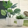 Luxenhome Palermo Striped Indoor/outdoor Planters, Set Of 2 In Neutral