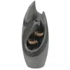 Luxenhome Patio Fountain With Led Lights – Modern Gray Cement Curve Design In Gray