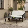 Luxenhome Pismo Black Steel & Pe Rope Loveseat & Coffee Table Set In Black
