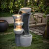 Luxenhome Pot Cascading Water Fountain With Lights – 26" Multi-gray Resin Fountain In Gray
