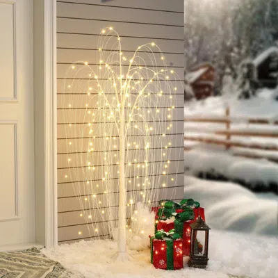 Luxenhome Pre-lit 47.24" H White Willow Led Lighted Tree Decoration In Neutral