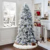 Luxenhome Pre-lit Artificial Branches Snowy Christmas Tree, 6ft In Blue