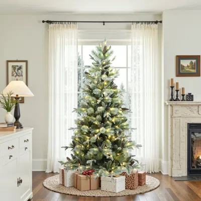 Luxenhome Pre-lit Branches Artificial Pine Christmas Tree, 6.5ft In Multi