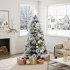 Luxenhome Pre-lit Fiber Optic Flocked Pine Christmas Tree,6ft In Green