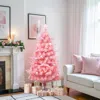 Luxenhome Pre-lit Fiber Optic Pink Christmas Tree With Lights,5ft In Pink