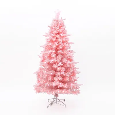 Luxenhome Pre-lit Fiber Optic Pink Christmas Tree With Lights,6ft