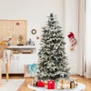 Luxenhome Pre-lit Flocked Artificial Pine Christmas Tree, 6ft In Green