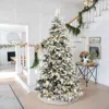 Luxenhome Pre-lit Flocked Artificial Pine Christmas Tree, 7ft In White