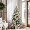 Luxenhome Pre-lit Flocked Artificial Pine Christmas Tree，6.1ft In White