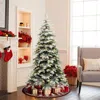 Luxenhome Pre-lit Flocked Spruce Christmas Tree With Stand,6ft In Green