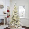 Luxenhome Pre-lit Flocked Sweeping Christmas Branches Tree,7.5ft In White