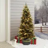 Luxenhome Pre-lit Gold Branches Christmas Trees With Pot, 4.5ft In Green
