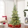 Luxenhome Pre-lit Green And Gray Pine Christmas Tree With Stand,7ft In Green