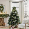 Luxenhome Pre-lit Green And White Branches Pine Christmas Tree,6.2ft In Green