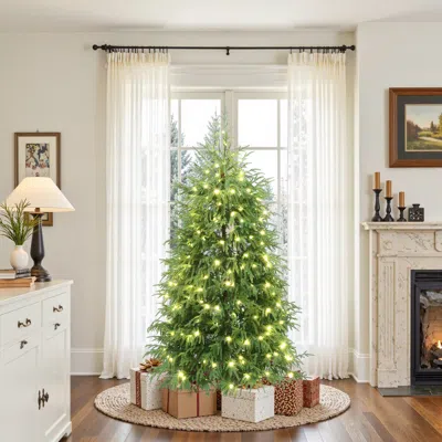 Luxenhome Pre-lit Green Artificial Cedar Christmas Tree,6ft