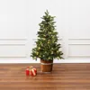 Luxenhome Pre-lit Green Artificial Christmas Tree Potted,3.9ft In Green