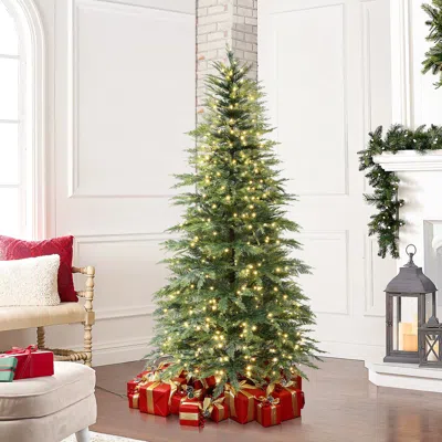 Luxenhome Pre-lit Green Artificial Christmas Tree With Stand, 6.5ft